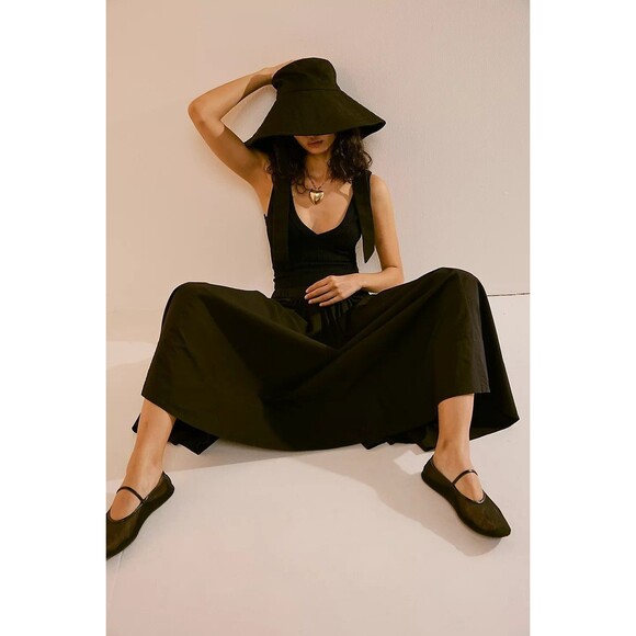 Free People Free-Est Lowen Midi Skirt Swingy Billowy Cotton Black M New 283906 - Picture 5 of 9